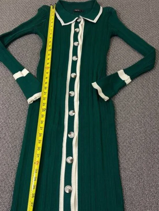 Micas Dress Womens Size XS Slim Narrow Maxi Green Four Foot Length Overall - Picture 2 of 6